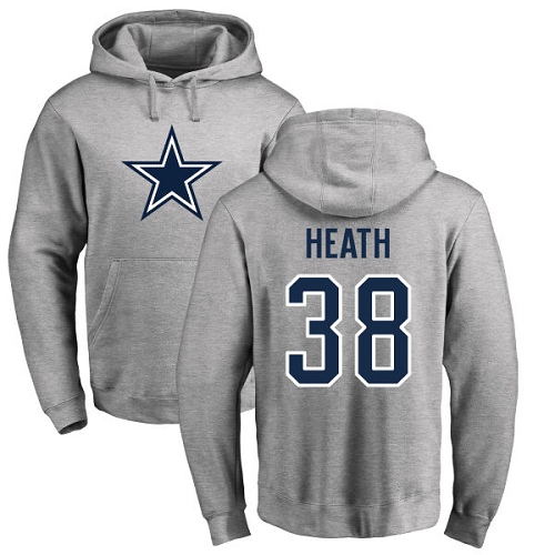 Men Dallas Cowboys Ash Jeff Heath Name and Number Logo 38 Pullover NFL Hoodie Sweatshirts